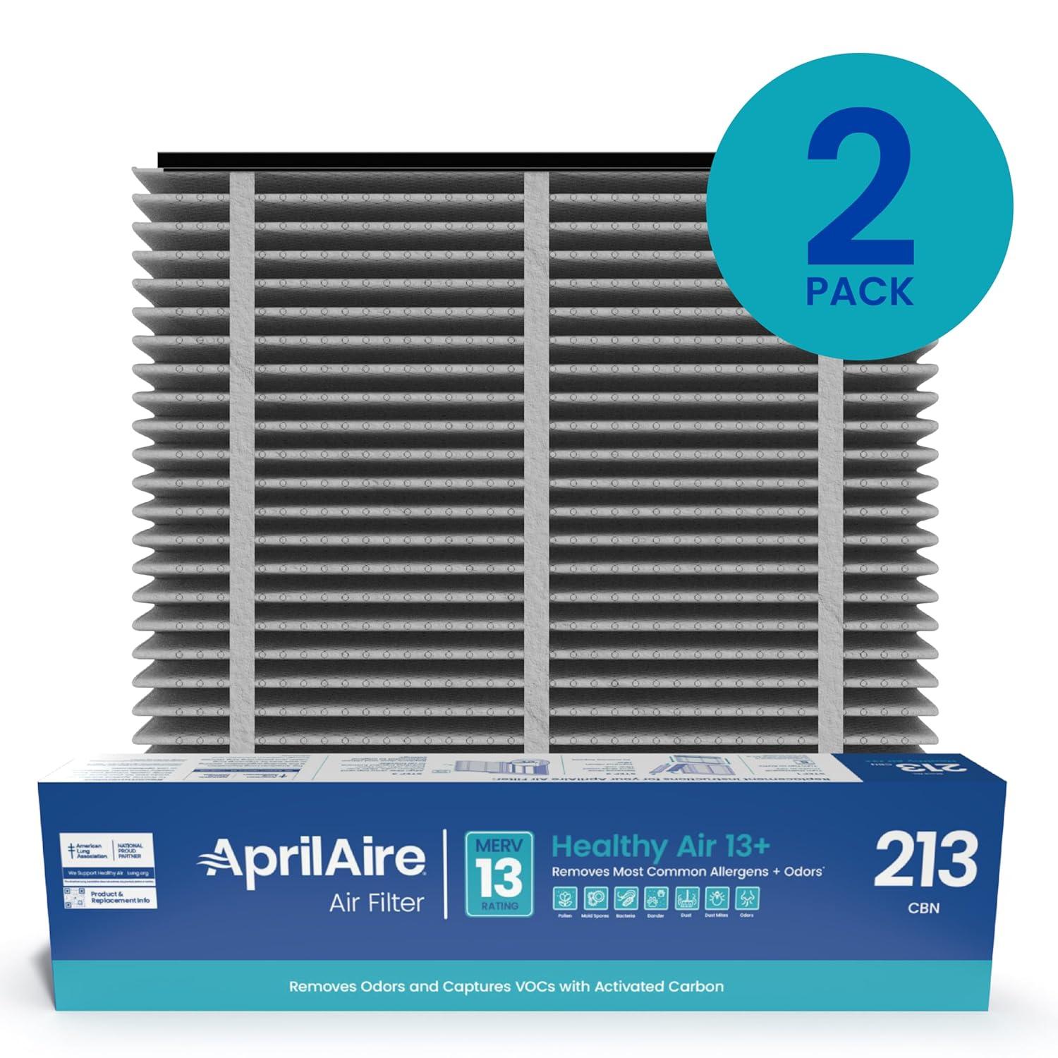 image:imageAprilAire 213CBN Replacement Filter for AprilAire Whole House Air Purifiers MERV 13 with Carbon Healthy Home Allergy Odor Reduction 20x25x4 Air Filter Pack of 22