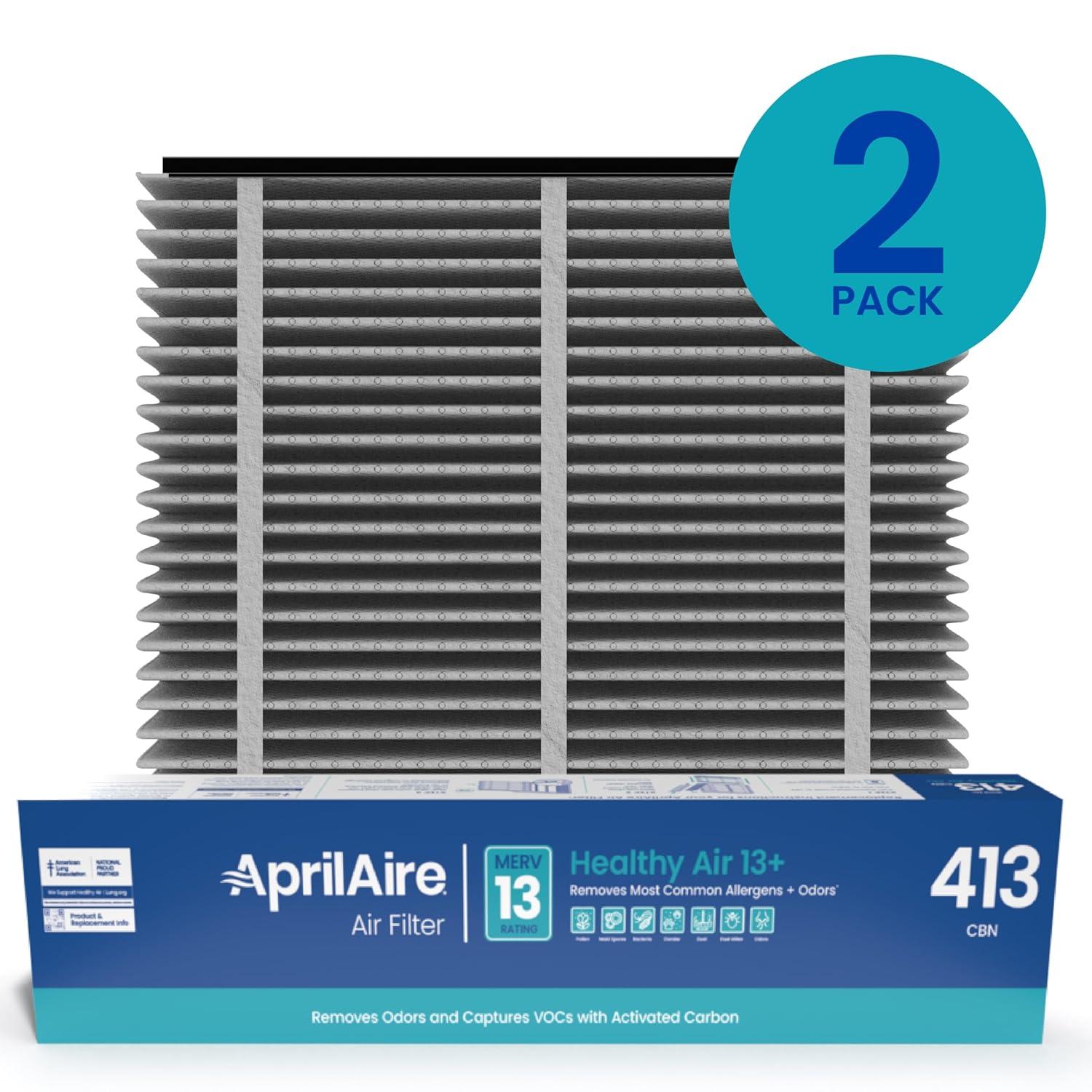 image:imageAprilAire 413CBN Replacement Filter for AprilAire Whole House Air Purifiers MERV 13 with Carbon Healthy Home Allergy Odor Reduction 16x25x4 Air Filter Pack of 12