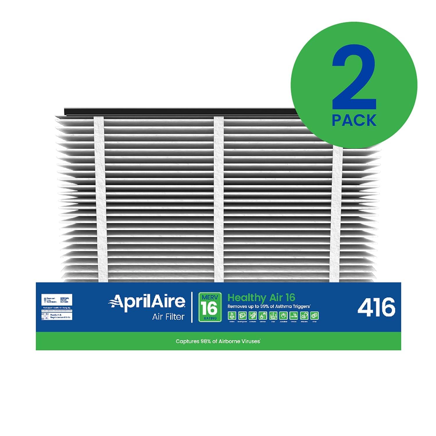 image:imageAprilAire 416 Replacement Filter for AprilAire Whole House Air Purifiers MERV 16 Allergy Asthma amp Virus 16x25x4 Air Filter Pack of 12
