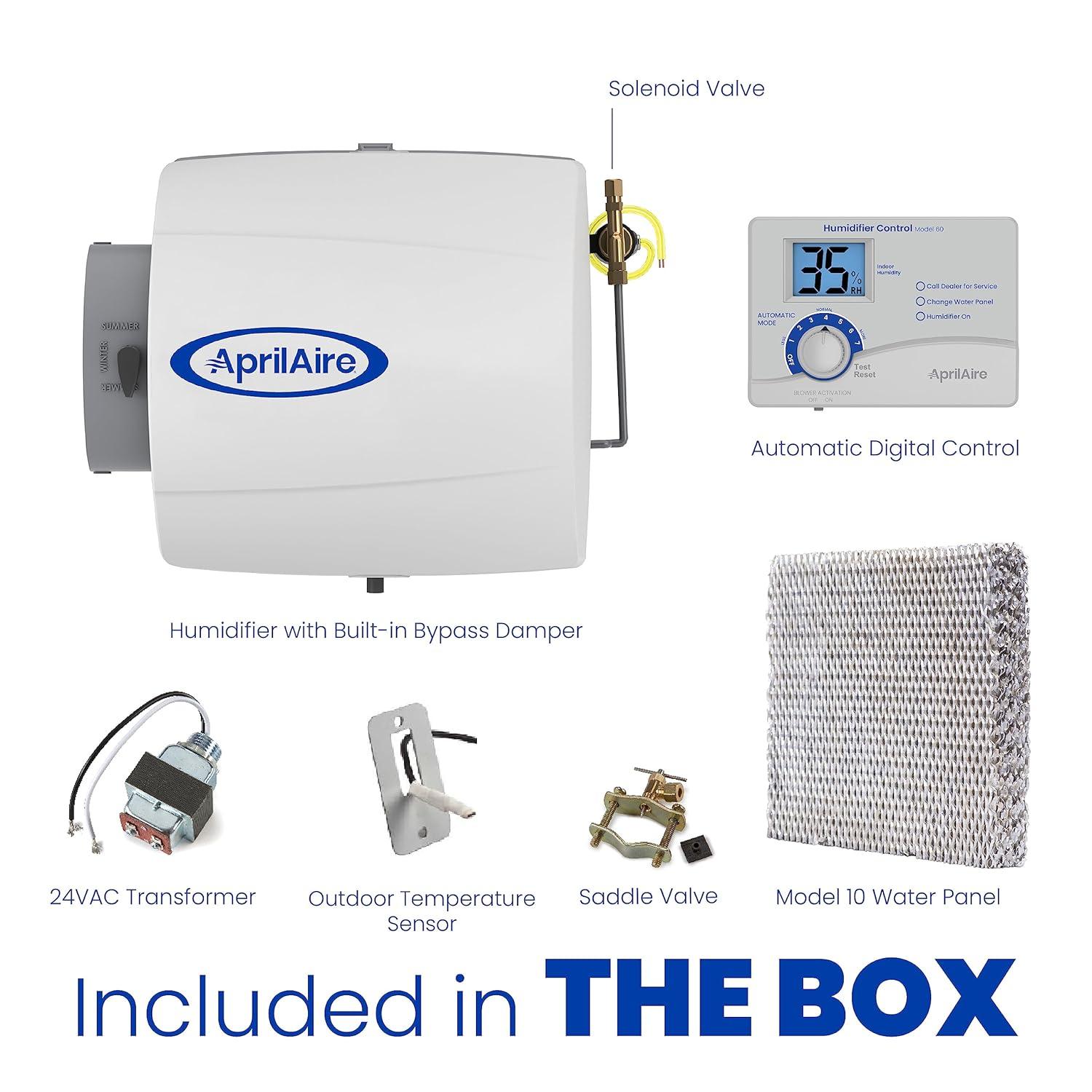image:imageAprilAire 500 12gal WholeHouse Small Bypass Evaporative Humidifier with Automatic Digital Control for up to 3600 sq ft AprilAire Model 5844 Humidifier Installation KitHumidifier Install Kit