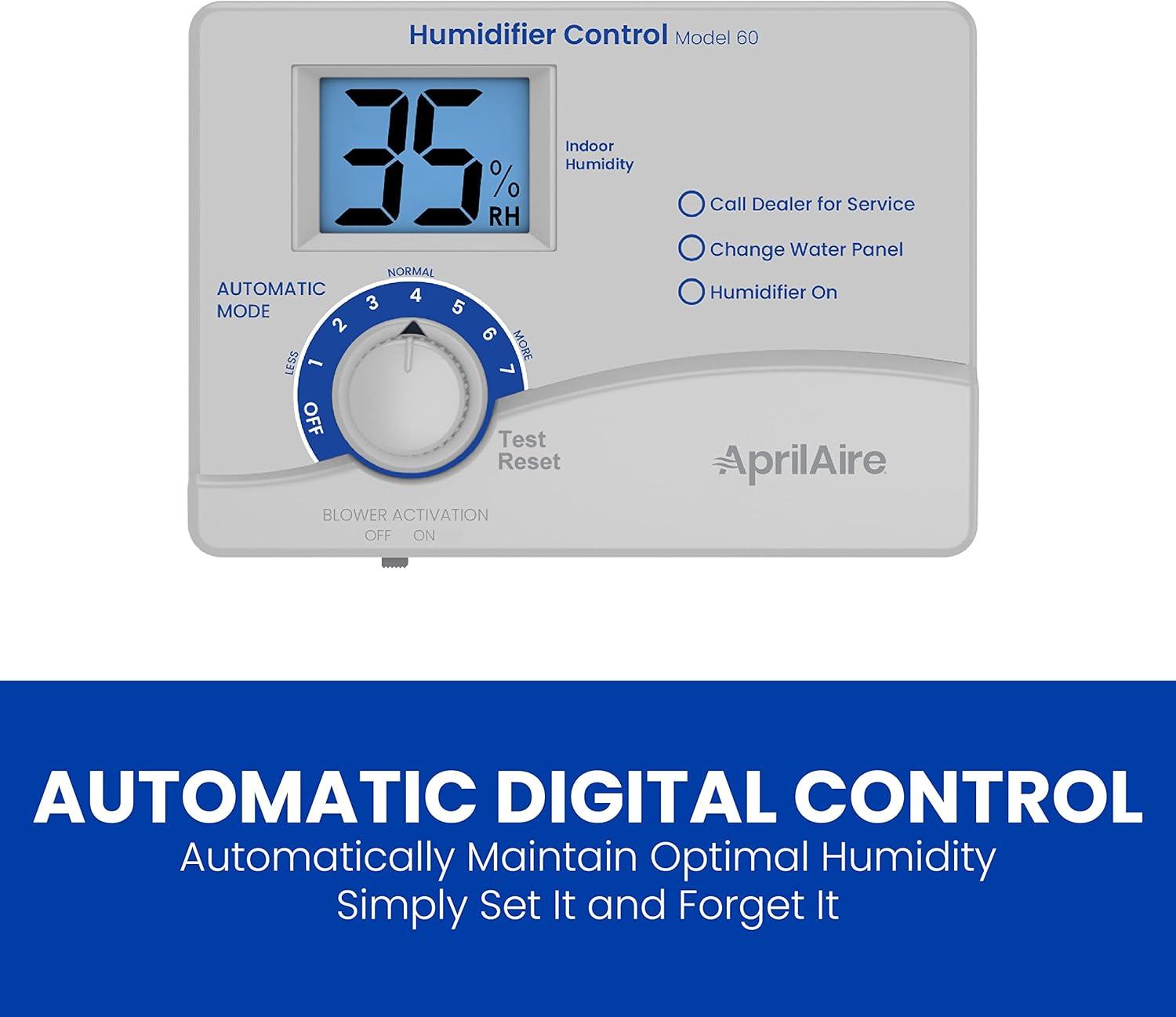 image:imageAprilAire 60 Automatic Digital WholeHouse Humidifier Control Humidistat with Outdoor Temperature Sensor for AprilAire WholeHouse Humidifiers Low Voltage 24VAC6L x 175W x 41875H inches