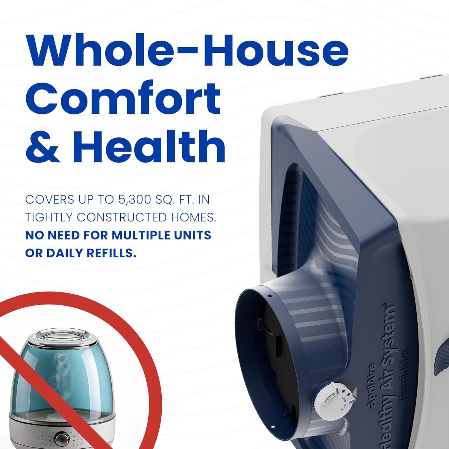 image:imageAprilAire 600M WholeHouse Humidifier Manual High Output Furnace Humidifier Large Capacity WholeHouse Humidifier for Homes up to 5000 Sq Ft WhiteHumidifier wHydroCore Install Kit