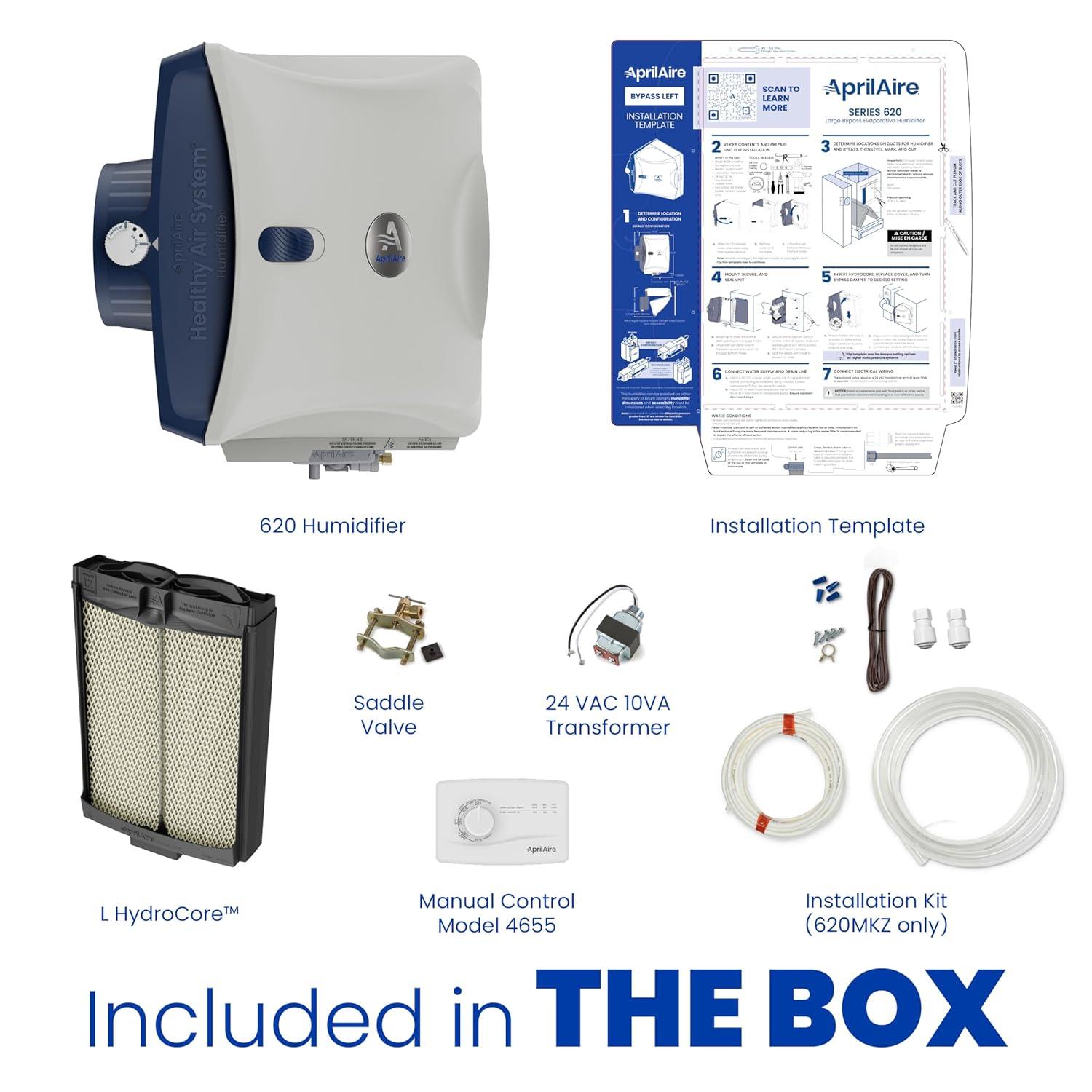image:imageAprilAire 600M WholeHouse Humidifier Manual High Output Furnace Humidifier Large Capacity WholeHouse Humidifier for Homes up to 5000 Sq Ft WhiteHumidifier wHydroCore Install Kit