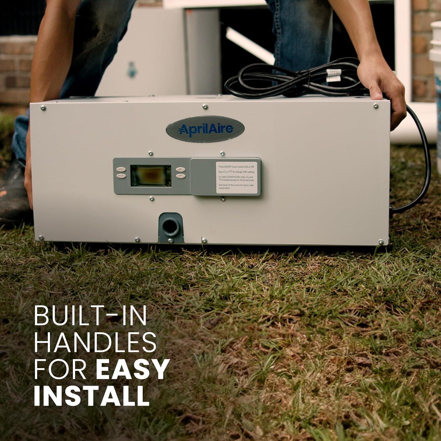 image:imageAprilAire E050PZ 50Pint ProfessionalGrade WholeHouse Dehumidifier with drain hose for up to 1600 Sq Ft with S86WMUPR WiFi Thermostat Drain Hose Condensate Pump Bracket and Hanging Kit
