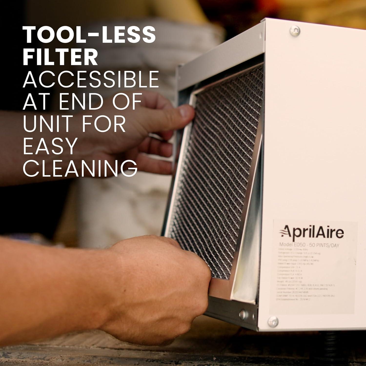 image:imageAprilAire E050PZ 50Pint ProfessionalGrade WholeHouse Dehumidifier with drain hose for up to 1600 Sq Ft with S86WMUPR WiFi Thermostat Drain Hose Condensate Pump Bracket and Hanging Kit
