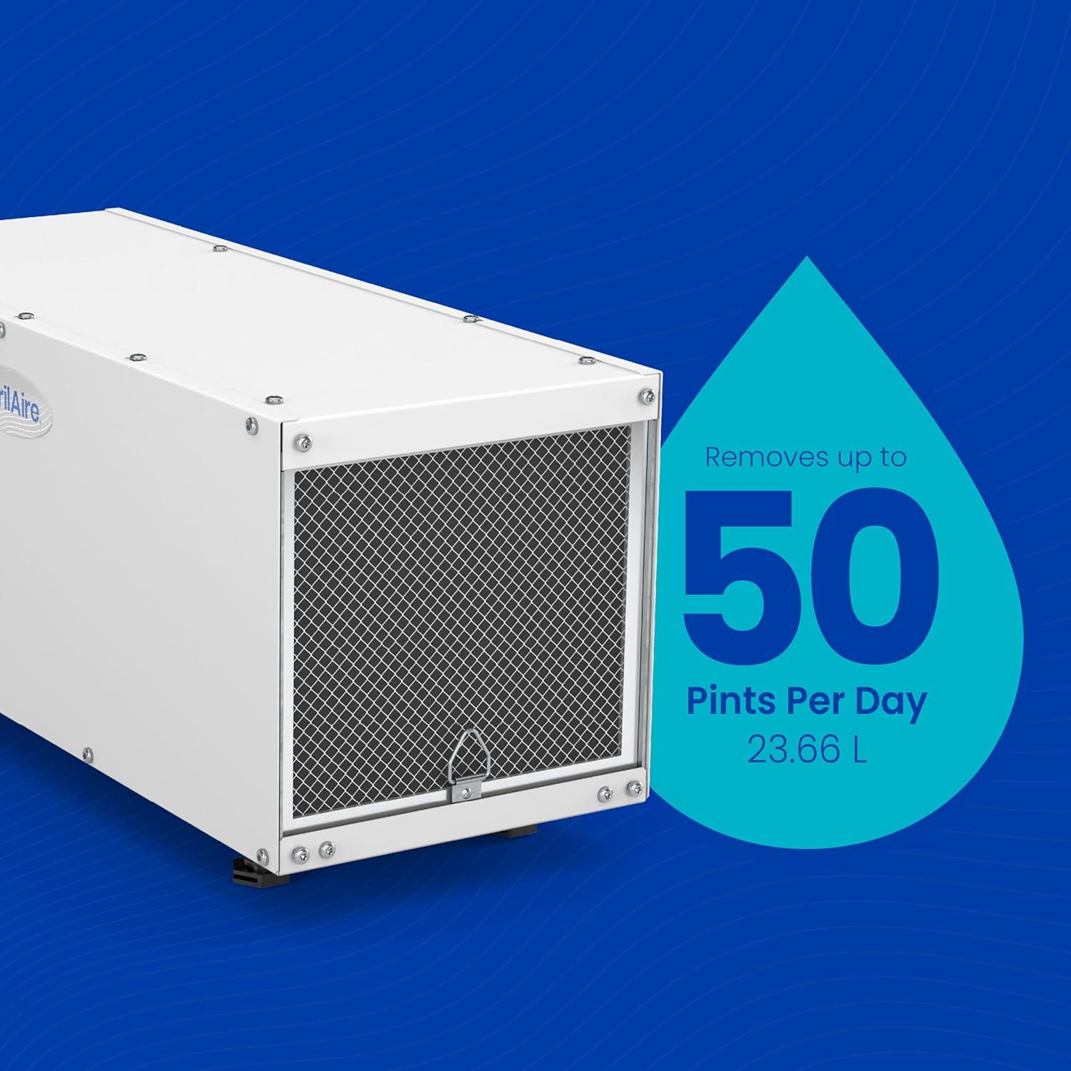 image:imageAprilAire E050PZ 50Pint ProfessionalGrade WholeHouse Dehumidifier with drain hose for up to 1600 Sq Ft with S86WMUPR WiFi Thermostat Drain Hose Condensate Pump Bracket and Hanging Kit