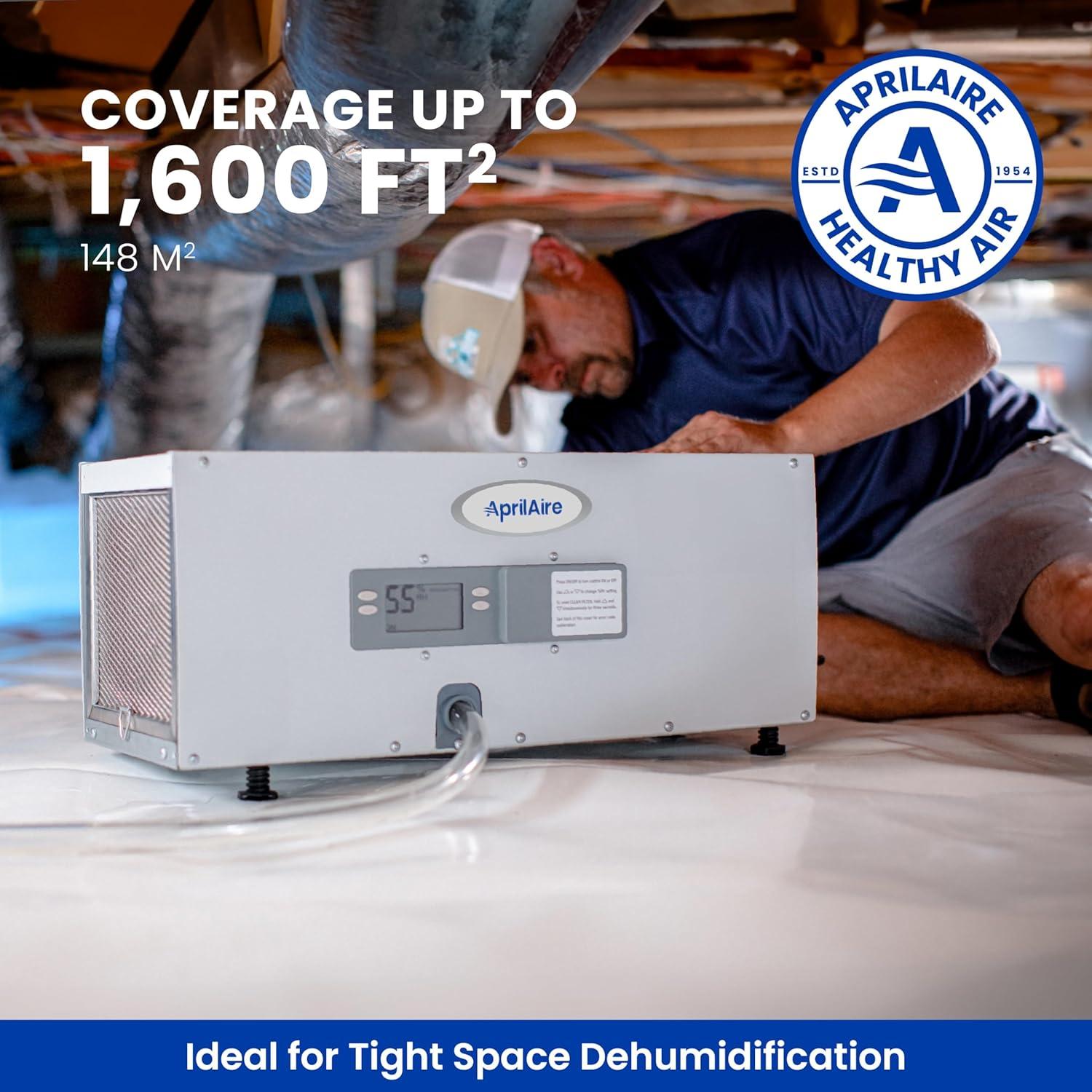 image:imageAprilAire E050PZ 50Pint ProfessionalGrade WholeHouse Dehumidifier with drain hose for up to 1600 Sq Ft with S86WMUPR WiFi Thermostat Drain Hose Condensate Pump Bracket and Hanging Kit