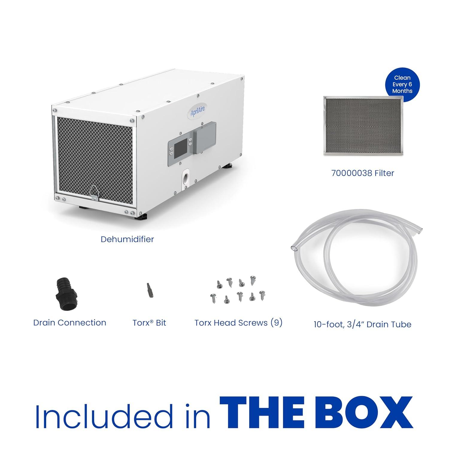 image:imageAprilAire E050PZ 50Pint ProfessionalGrade WholeHouse Dehumidifier with drain hose for up to 1600 Sq Ft with S86WMUPR WiFi Thermostat Drain Hose Condensate Pump Bracket and Hanging Kit