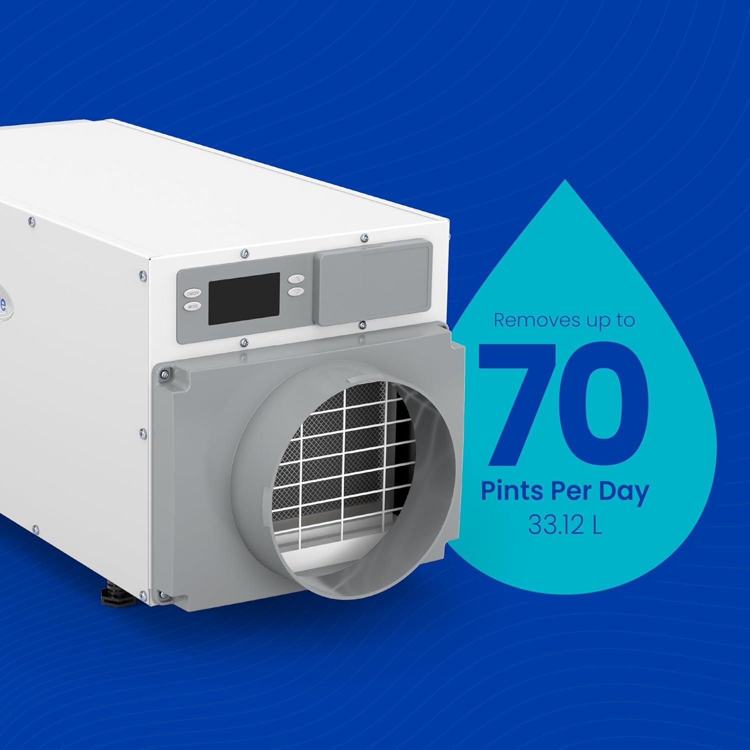image:imageAprilAire E070W Smart WiFi Crawl Space Dehumidifier 70Pint Commercial WholeHouse Dehumidifier for Basement Crawlspace amp Home up to 2200 Sq Ft with Pump Drain Hose Hanging Kit MERV 11 FilterDehumidifier wDIY Bundle