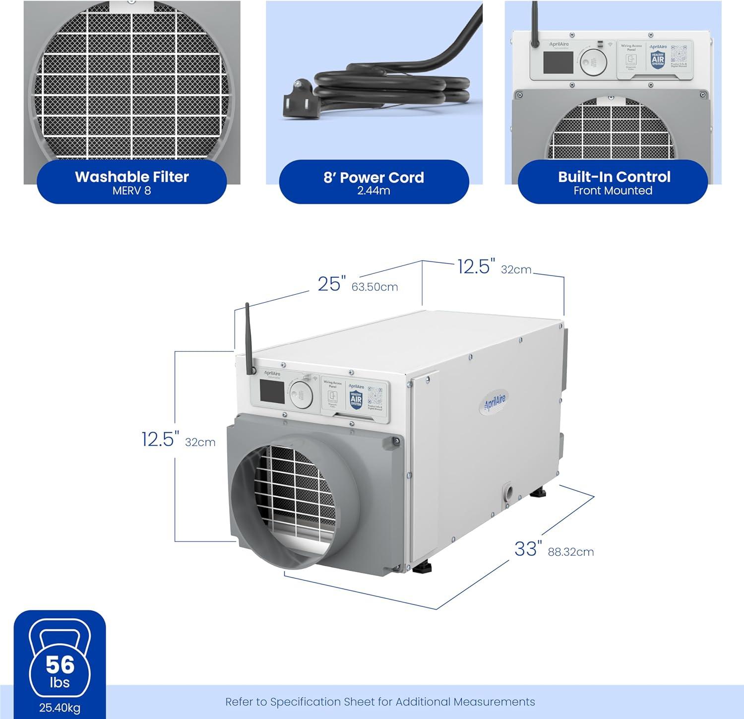image:imageAprilAire E070W Smart WiFi Crawl Space Dehumidifier 70Pint Commercial WholeHouse Dehumidifier for Basement Crawlspace amp Home up to 2200 Sq Ft with Pump Drain Hose Hanging Kit MERV 11 FilterWiFi Dehumidifier wDIY Bundle