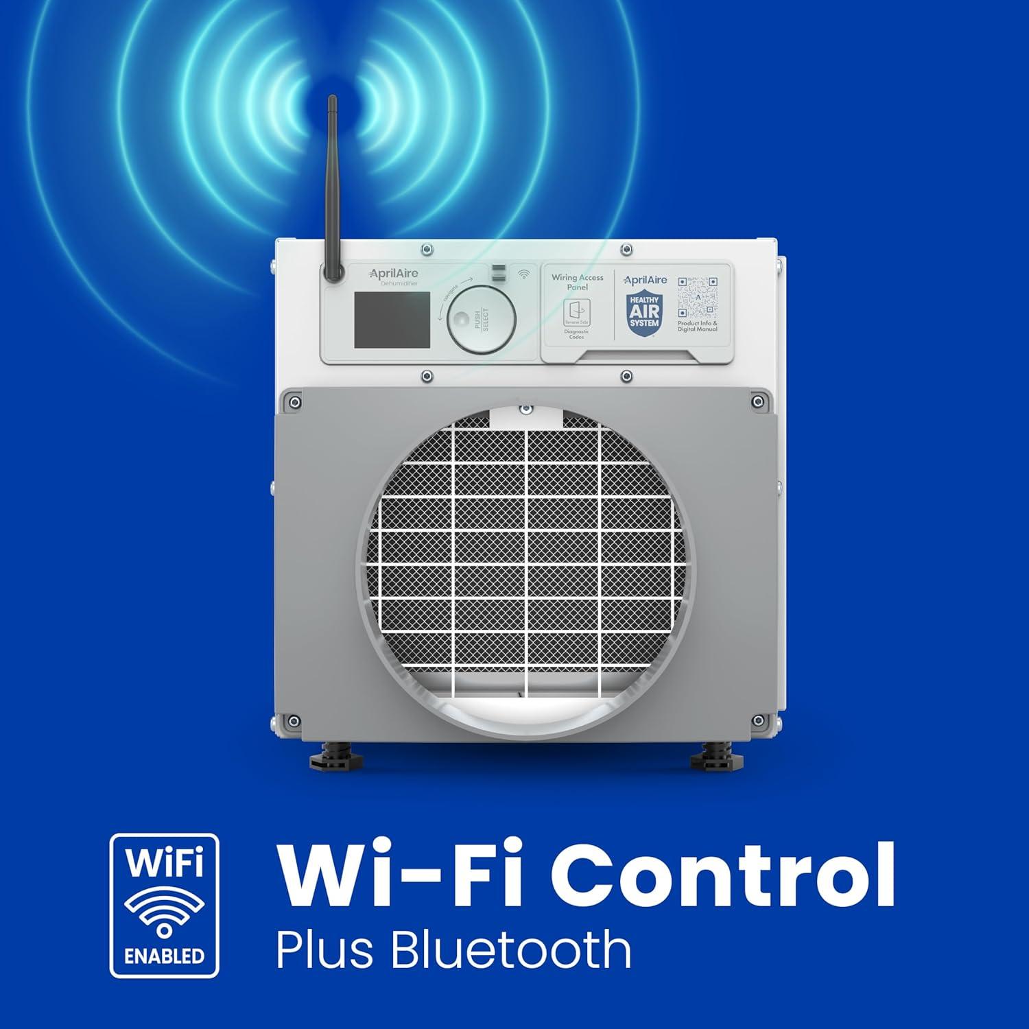 image:imageAprilAire E070W Smart WiFi Crawl Space Dehumidifier 70Pint Commercial WholeHouse Dehumidifier for Basement Crawlspace amp Home up to 2200 Sq Ft with Pump Drain Hose Hanging Kit MERV 11 FilterWiFi Dehumidifier wDIY Bundle