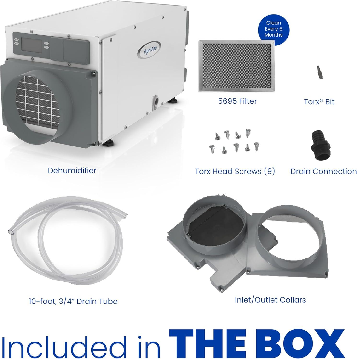image:imageAprilAire E070W Smart WiFi Crawl Space Dehumidifier 70Pint Commercial WholeHouse Dehumidifier for Basement Crawlspace amp Home up to 2200 Sq Ft with Pump Drain Hose Hanging Kit MERV 11 FilterDehumidifier wDIY Bundle