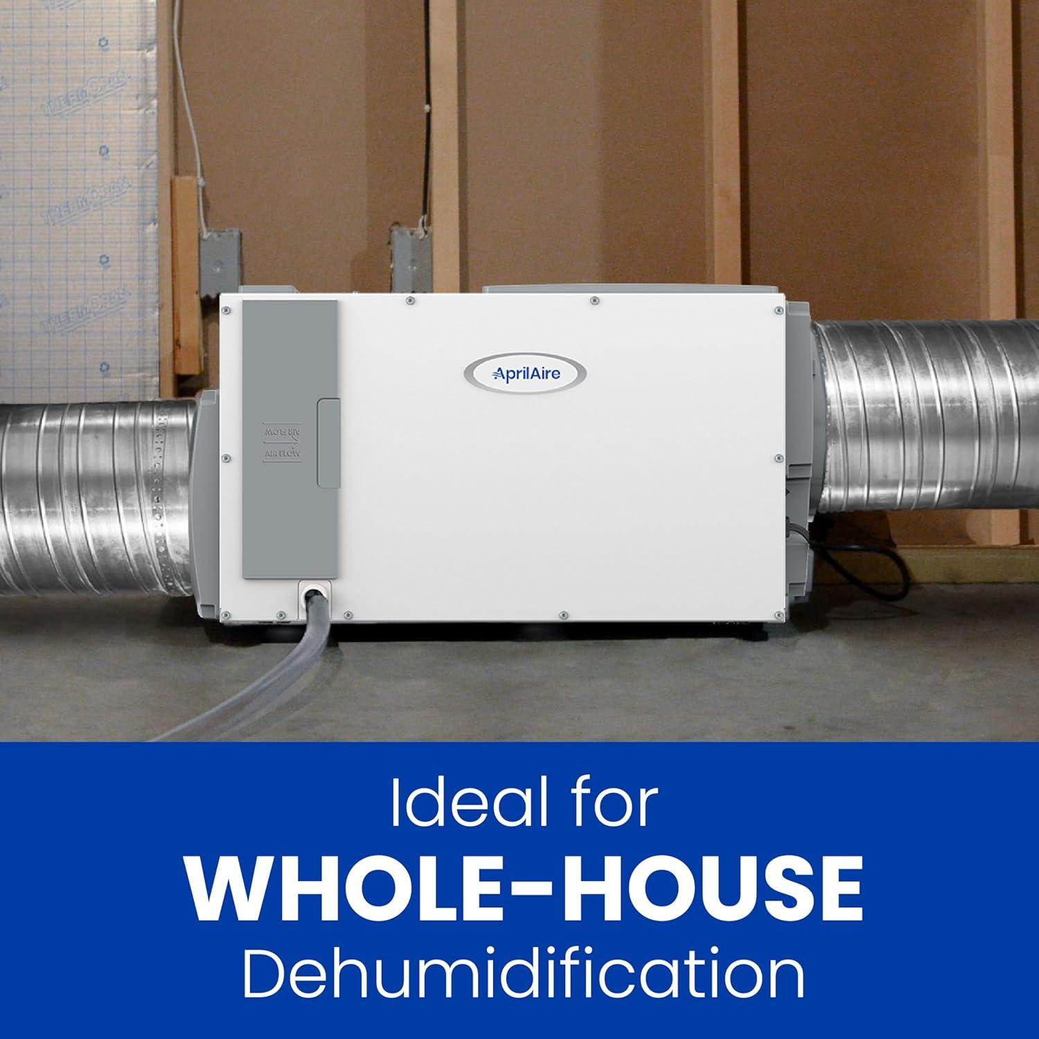 image:imageAprilAire E080 Whole House Dehumidifier for Basement amp Crawl Space 80Pint HighCapacity Commercial Dehumidifier for Homes Up to 4400 Sq Ft with Pump Drain Hose amp Hanging Kit for DIY InstallDehumidifier wWall Control