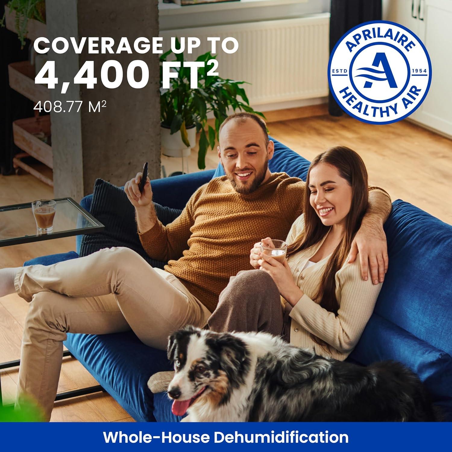 image:imageAprilAire E080 Whole House Dehumidifier for Basement amp Crawl Space 80Pint HighCapacity Commercial Dehumidifier for Homes Up to 4400 Sq Ft with Pump Drain Hose amp Hanging Kit for DIY InstallWiFi Dehumidifier wDIY Bundle