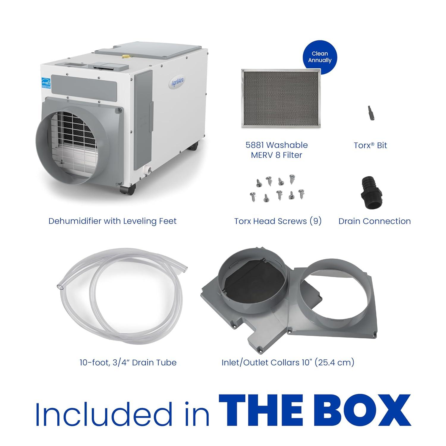 image:imageAprilAire E100C Pro 100Pint WholeHouse Dehumidifier with Castors Energy Star Certified CommercialGrade WholeHome Dehumidifier for Basement Crawlspace or Whole House up to 5500 sq ft