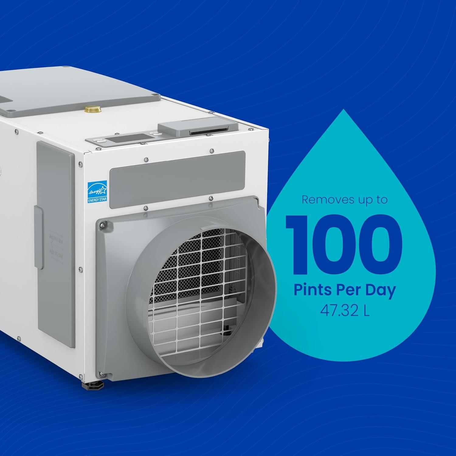 image:imageAprilAire E100W Smart WiFi WholeHouse Dehumidifier 100Pint ENERGY STAR Commercial Dehumidifier for Basement Crawl Space amp Home up to 4400 SqFt with Pump Drain Hose Hanging Kit MERV 11 FilterDehumidifier wWall Control