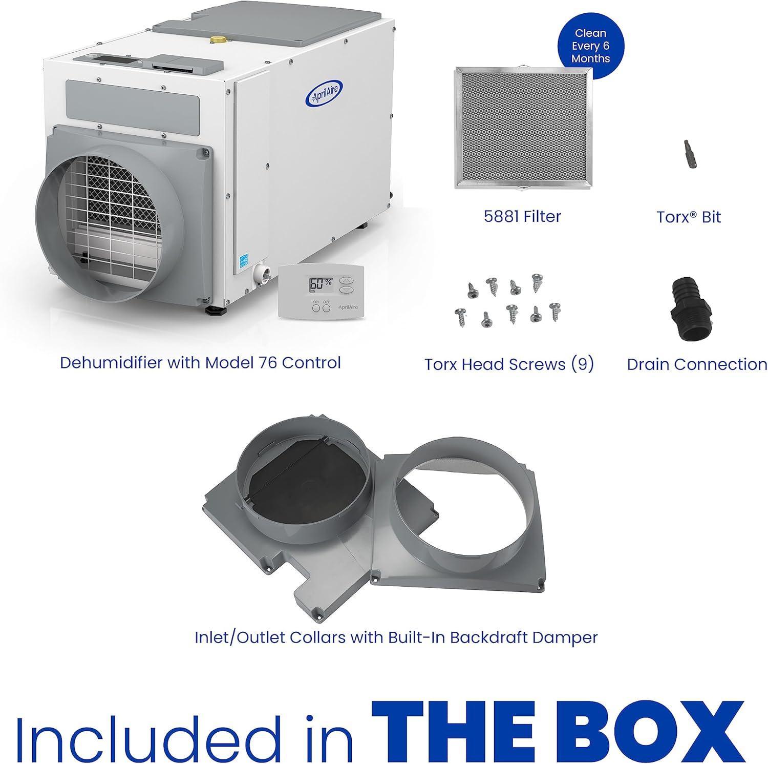 image:imageAprilAire E100W Smart WiFi WholeHouse Dehumidifier 100Pint ENERGY STAR Commercial Dehumidifier for Basement Crawl Space amp Home up to 4400 SqFt with Pump Drain Hose Hanging Kit MERV 11 FilterDehumidifier wWall Control
