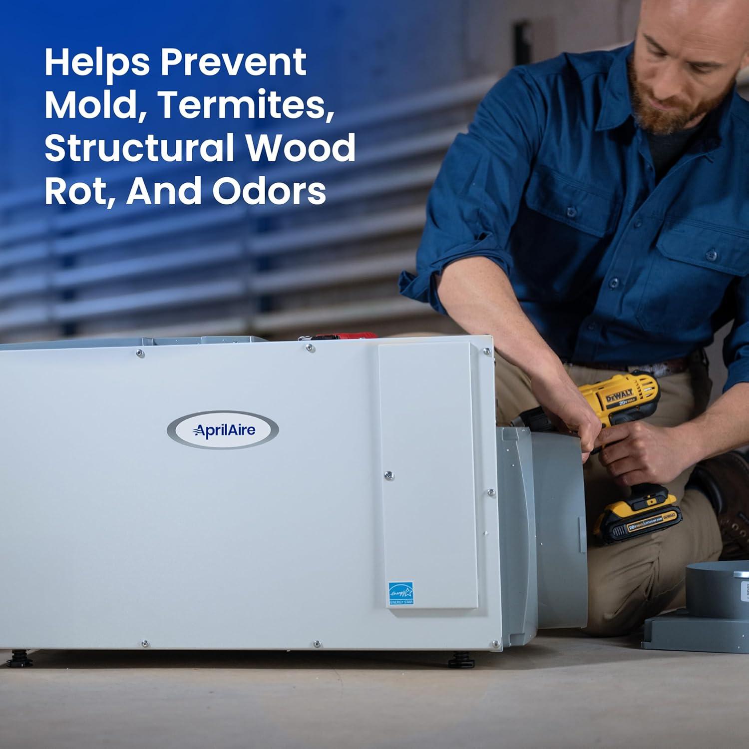 image:imageAprilAire E100W Smart WiFi WholeHouse Dehumidifier 100Pint ENERGY STAR Commercial Dehumidifier for Basement Crawl Space amp Home up to 4400 SqFt with Pump Drain Hose Hanging Kit MERV 11 FilterDehumidifier wWall Control