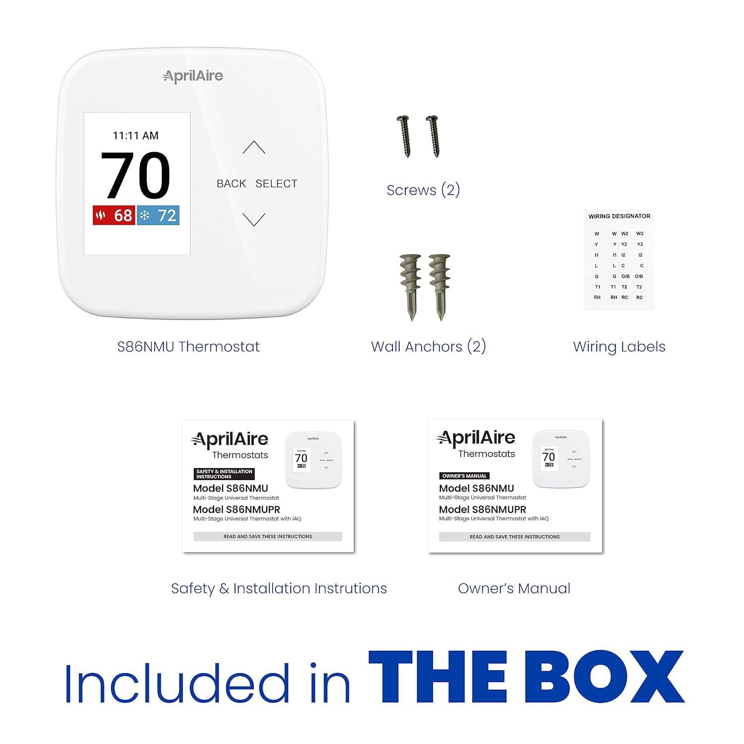 image:imageAprilAire S86NMU Programmable Thermostat MultiStage Universal 2H2C HeatCool Stages or 4H2C Heat Pump Stages
