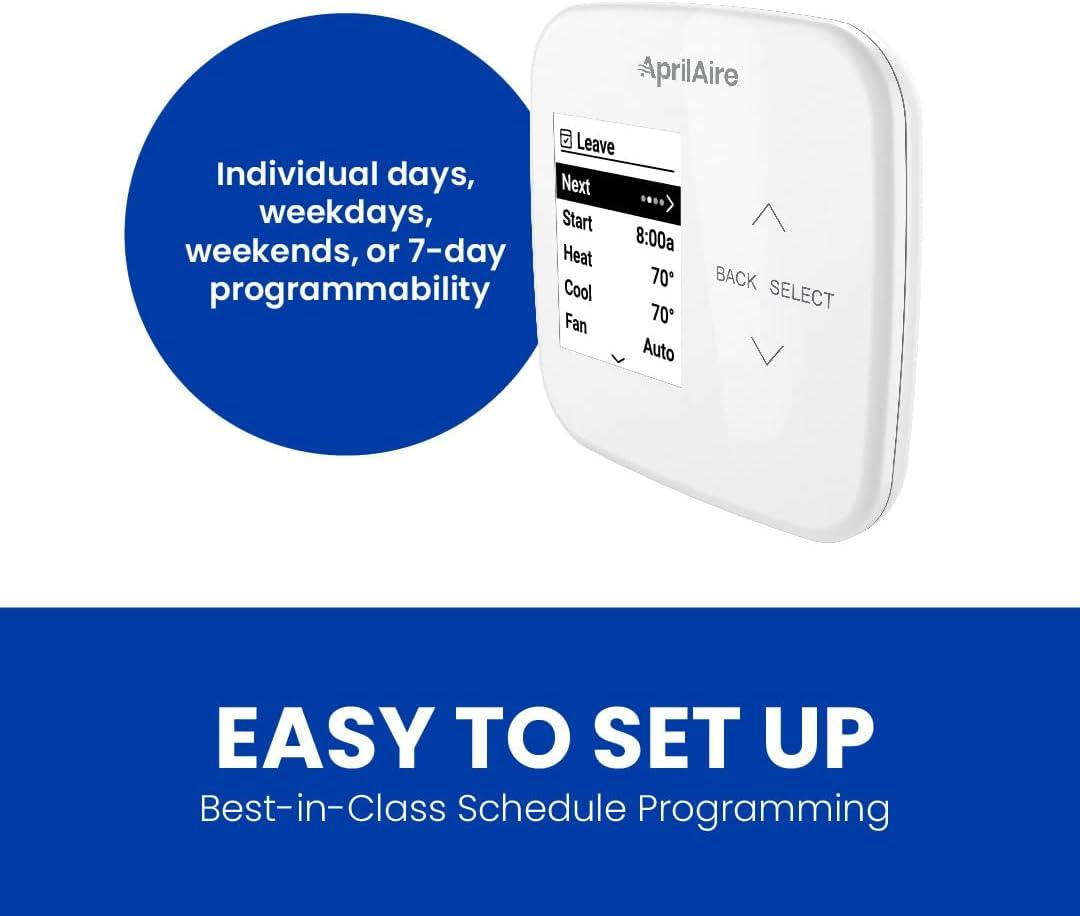image:imageAprilAire S86WMUPR WiFi Programmable Thermostat MultiStage Universal with IAQ Control 2H2C HeatCool Stages or 4H2C Heat Pump Stages438L x 08W x 438H inches