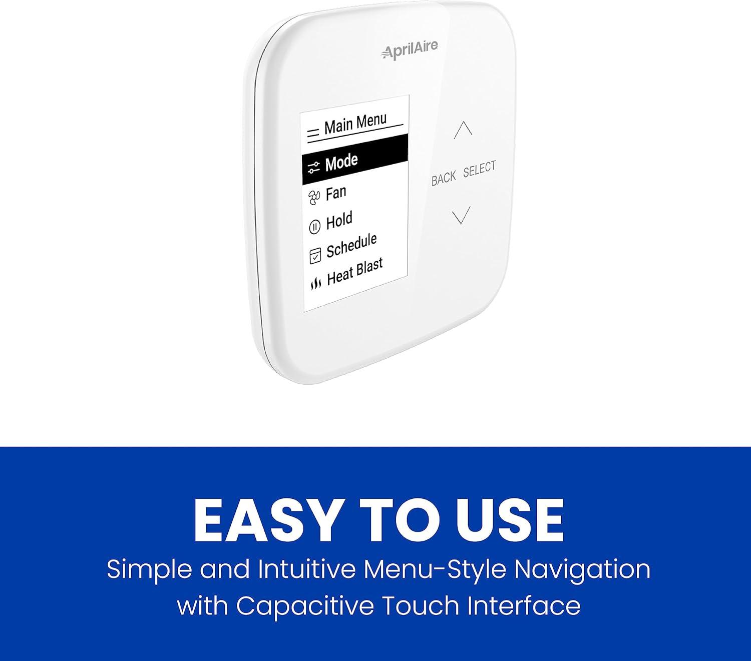 image:imageAprilAire S86WMUPR WiFi Programmable Thermostat MultiStage Universal with IAQ Control 2H2C HeatCool Stages or 4H2C Heat Pump Stages438L x 08W x 438H inches