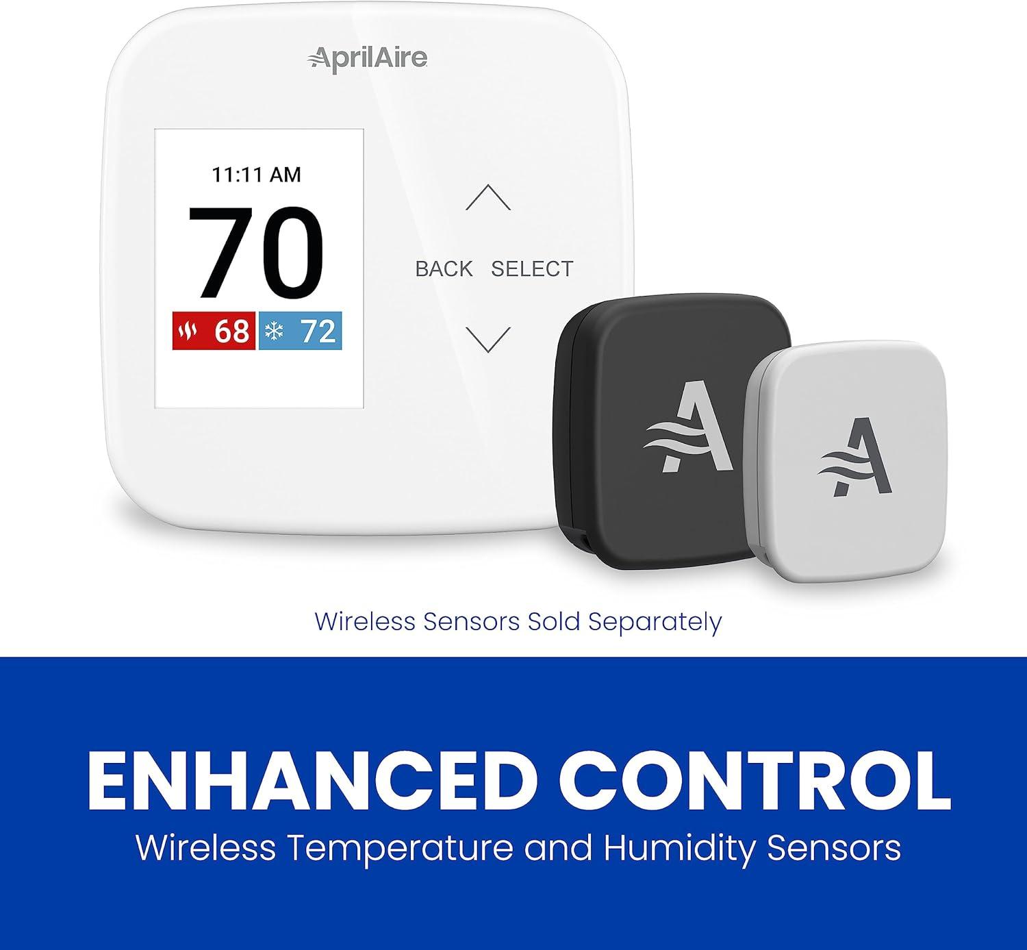 image:imageAprilAire S86WMUPR WiFi Programmable Thermostat MultiStage Universal with IAQ Control 2H2C HeatCool Stages or 4H2C Heat Pump Stages438L x 08W x 438H inches