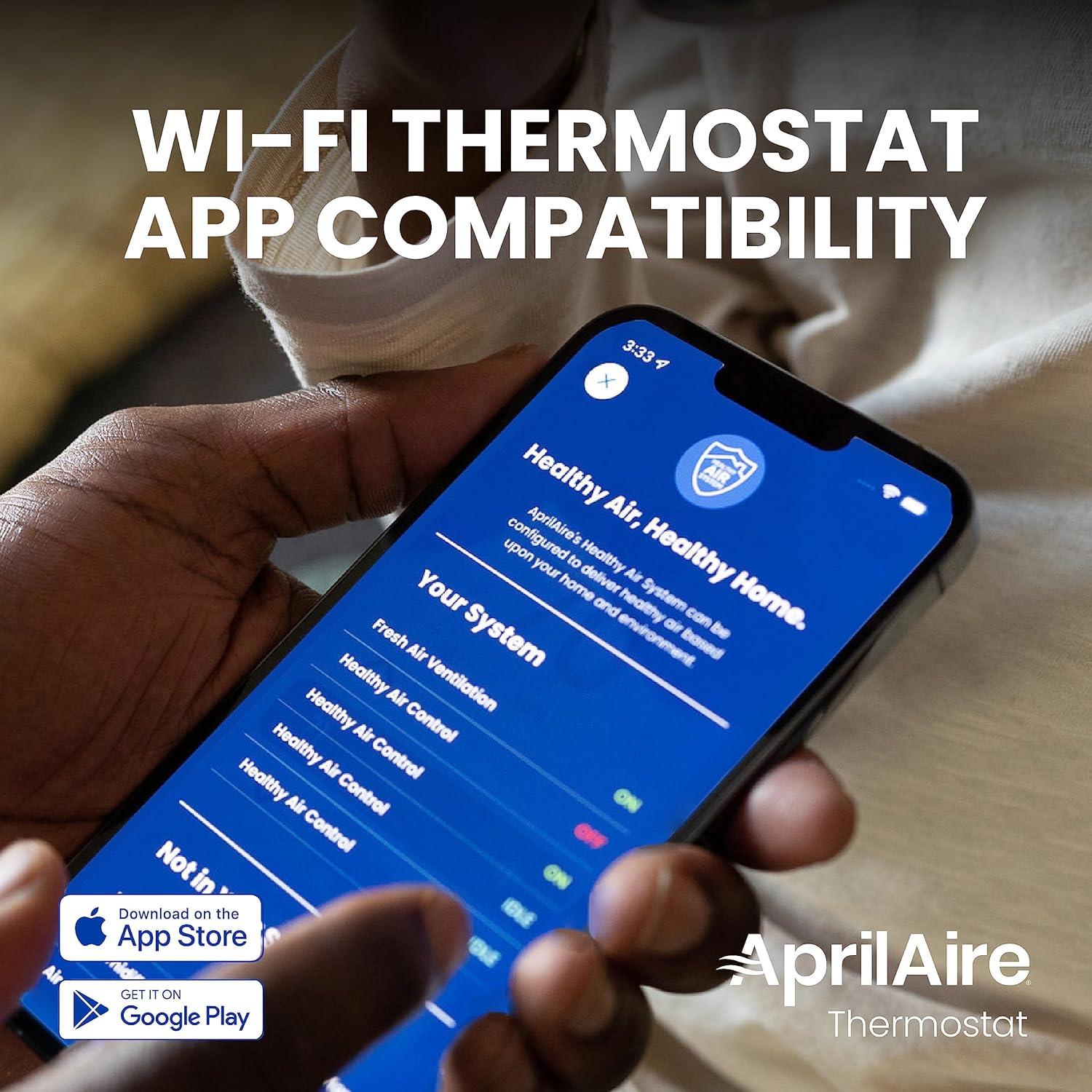 image:imageAprilAire S86WMUPR WiFi Programmable Thermostat MultiStage Universal with IAQ Control 2H2C HeatCool Stages or 4H2C Heat Pump Stages438L x 08W x 438H inches