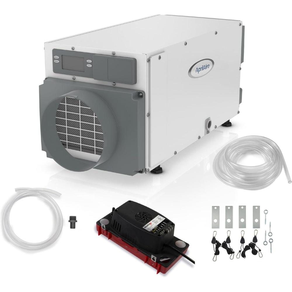 image:imageAprilAire E070W Smart WiFi Crawl Space Dehumidifier 70Pint Commercial WholeHouse Dehumidifier for Basement Crawlspace amp Home up to 2200 Sq Ft with Pump Drain Hose Hanging Kit MERV 11 FilterDehumidifier wDIY Bundle