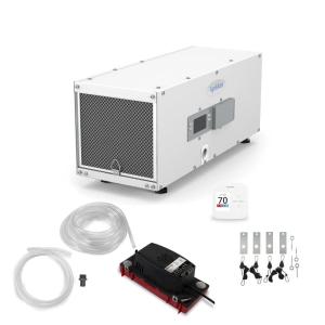 AprilAire E050PZ 50-Pint Professional-Grade, Whole-House Dehumidifier with drain hose for up to 1,600 Sq. Ft. with S86WMUPR Wi-Fi Thermostat, Drain Hose, Condensate Pump, Bracket, and Hanging Kit