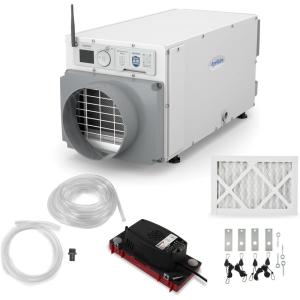 AprilAire E070W Smart Wi-Fi Crawl Space Dehumidifier, 70-Pint Commercial Whole-House Dehumidifier for Basement, Crawlspace & Home up to 2,200 Sq. Ft. with Pump, Drain Hose, Hanging Kit, MERV 11 Filter(Wi-Fi Dehumidifier w/DIY Bundle)